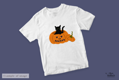 Halloween Clipart. Spooky Black Cat in Carved Pumpkin PNG Product Image 3