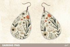 Earring Watercolor Sublimation. Easter Earrings Teardrop PNG Product Image 1