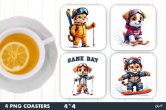 Sport Animal Coaster PNG, Winter Sport Coaster PNG Product Image 1