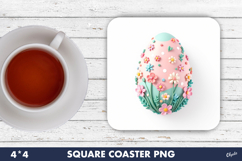 Easter Coaster Sublimation PNG, Cute Easter Egg PNG Product Image 1