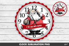 Christmas Clock Face Sublimation PNG. Santa Design PNG Product Image 1