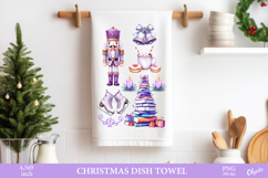 Christmas Frame Dish Towel PNG. Watercolor Christmas PNG Product Image 1