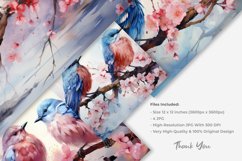Watercolor Birds With Floral Digital Paper Product Image 4