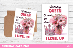 Birthday Girl Greeting Card. Birthday Qween Card PNG Product Image 1