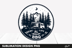 BBQ Retro Round Sublimation PNG, Camping PNG Product Image 1