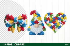 Faux Yarn Autism Sublimation, Autism Clipart PNG Product Image 1