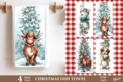 Christmas Animal Dish Towel Sublimation PNG Product Image 1