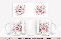 Watercolor Flower Mug Wrap PNG. 11 OZ, 15 OZ Mug Product Image 1