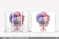Spring Flower Bouquet Tumbler PNG, 20 OZ Tumbler Wrap Product Image 1