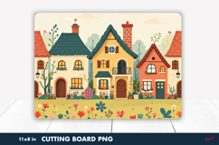 Spring House Cutting Board PNG, Spring Scandinavian Cabins Product Image 1