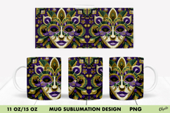 Mardi Gras Mug Sublimation Design, 11 OZ, 15 OZ Mug Wrap Product Image 1