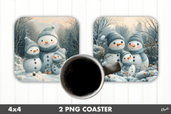 Christmas Snowman Family Coaster PNG Product Image 1