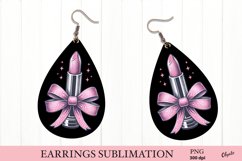 Valentine’s Day Earring PNG. Pink Lipstick Coquette PNG Product Image 1