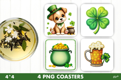 St Patrick’s Day Coaster PNG, Patrick Green Coaster PNG Product Image 1