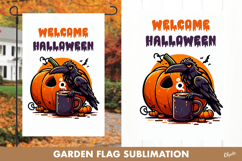 Halloween Garden Flag Sublimation. Crow Pumpkin PNG Product Image 1