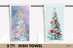 Watercolor Christmas Tree Dish Towel Sublimation Product Image 1