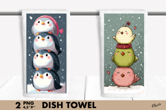 Funny Bird PNG, Christmas Bird Dish Towel Sublimation Product Image 1