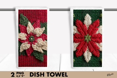 Knitting Poinsettia, Christmas Dish Towel PNG Product Image 1