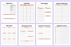 50 Mental Wellness Worksheets Bundle Canva Product Image 4