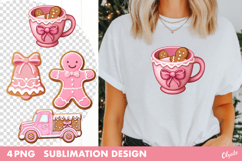 Gingerbread Sublimation. Pink Christmas Sublimation PNG Product Image 1