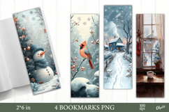 Watercolor Christmas Bookmark PNG, Cozy Winter Bookmark Product Image 1
