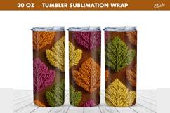 Cozy Fall Crochet Tumbler Wrap. Knitting Leaves Tumbler Product Image 1