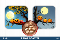 Funny Pumpkins Coaster PNG. Halloween Pumpkins Coaster Product Image 1
