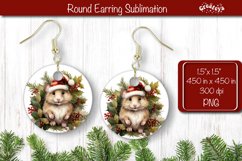 Christmas Round Earring Sublimation Designs Christmas Animal Product Image 1