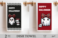 Happy Halloween Dish Towel Sublimation PNG, Ghost PNG Product Image 1