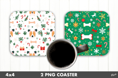 Christmas Dog Coaster PNG. Square Coaster PNG Product Image 1