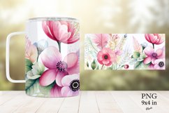 Watercolor Flower Mug PNG. Pink Pastel Flower Mug PNG Product Image 1