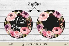 Watercolor Flower Thank You Stickers PNG Product Image 1