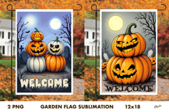 Pumpkin Monster Garden Flag PNG. Halloween Garden Flag PNG Product Image 1