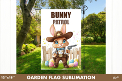 Farm Easter Bunny Garden Flag. Cowboy Bunny Sublimation PNG Product Image 1