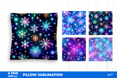 Iridescent Christmas Pillow PNG. Snowflakes Sublimation Product Image 1