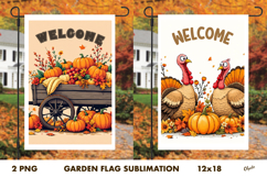Thanksgiving Day Garden Flag PNG. Farmhouse Garden Flag Product Image 1