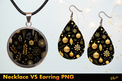 Black and Gold Necklace VS Earring Sublimation PNG Product Image 1