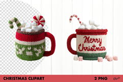 Crochet Christmas Coffee Clipart, Cup of Coffee PNG Product Image 1