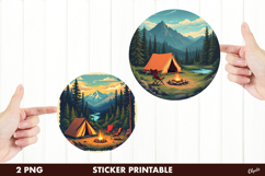 Adventure Stickers PNG. Camping Printable Stickers Product Image 1