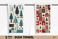 Patchwork Winter Forest Landscape Dish Towel PNG Product Image 1