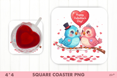 Happy Bird PNG, Valentines Day Coaster Sublimation PNG Product Image 1