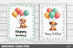 Birthday Greeting Card PNG. Cute Kawaii Card Product Image 1