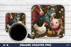 Farmhouse Coaster PNG. Christmas Coaster Sublimation Product Image 1