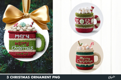 Crochet Coffee Ornament Sublimation PNG Product Image 1