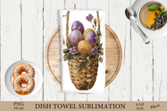 Easter Egg Dish Towel Sublimation, Watercolor Easter PNG Product Image 1