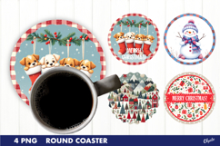 Christmas Coaster PNG. Round Coaster Sublimation Product Image 1
