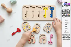 Wooden Key and Lock Puzzle Laser Cut | Montessori Toy | CNC Product Image 1