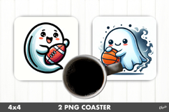 Sports Ghost Coaster, Cute Halloween Ghost Coaster PNG Product Image 1