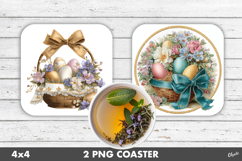 Festive Easter Basket Coaster Sublimation PNG Product Image 1