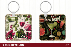 New Year Keychain PNG, New Year Sublimation Product Image 1